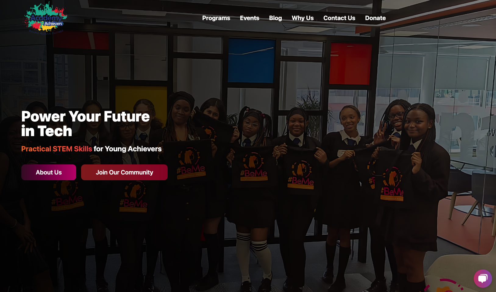 Academy Achievers Homepage Screenshot